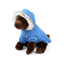 Bear Patch Fur Hood Coat in Blue