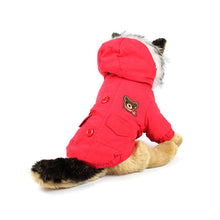 Bear Patch Fur Hood Coat in Red