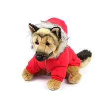 Bear Patch Fur Hood Coat in Red