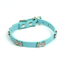 Rhinestone Dog Bone Collar in Light Blue by The Paw Wag Company
