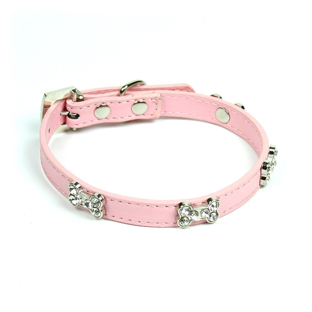 Rhinestone Dog Bone Collar in Pink by The Paw Wag Company