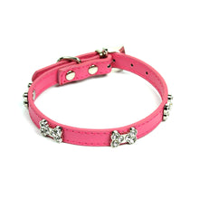 Rhinestone Dog Bone Collar in Fuschia