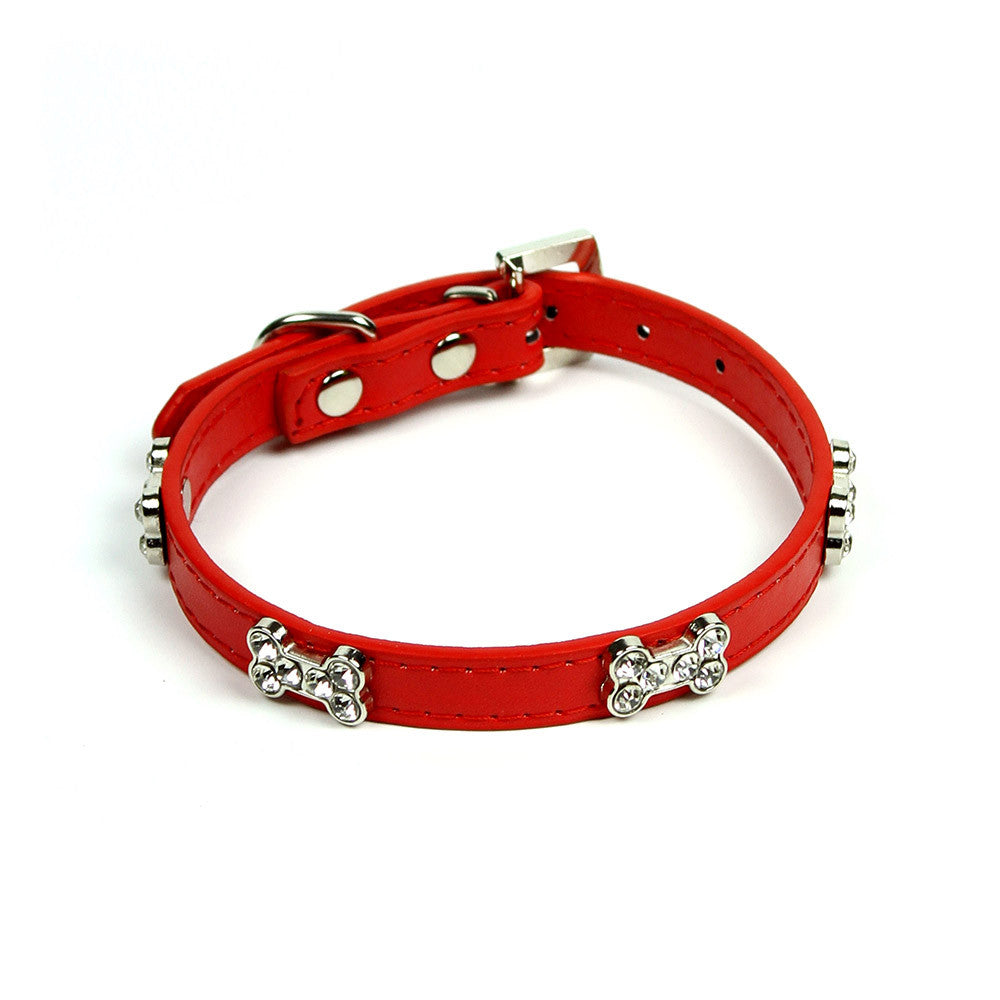 Rhinestone Dog Bone Collar in Red by The Paw Wag Company