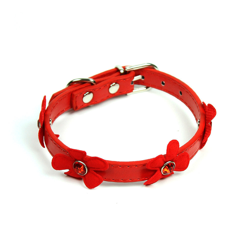 Daisy Collar in Red by The Paw Wag Company