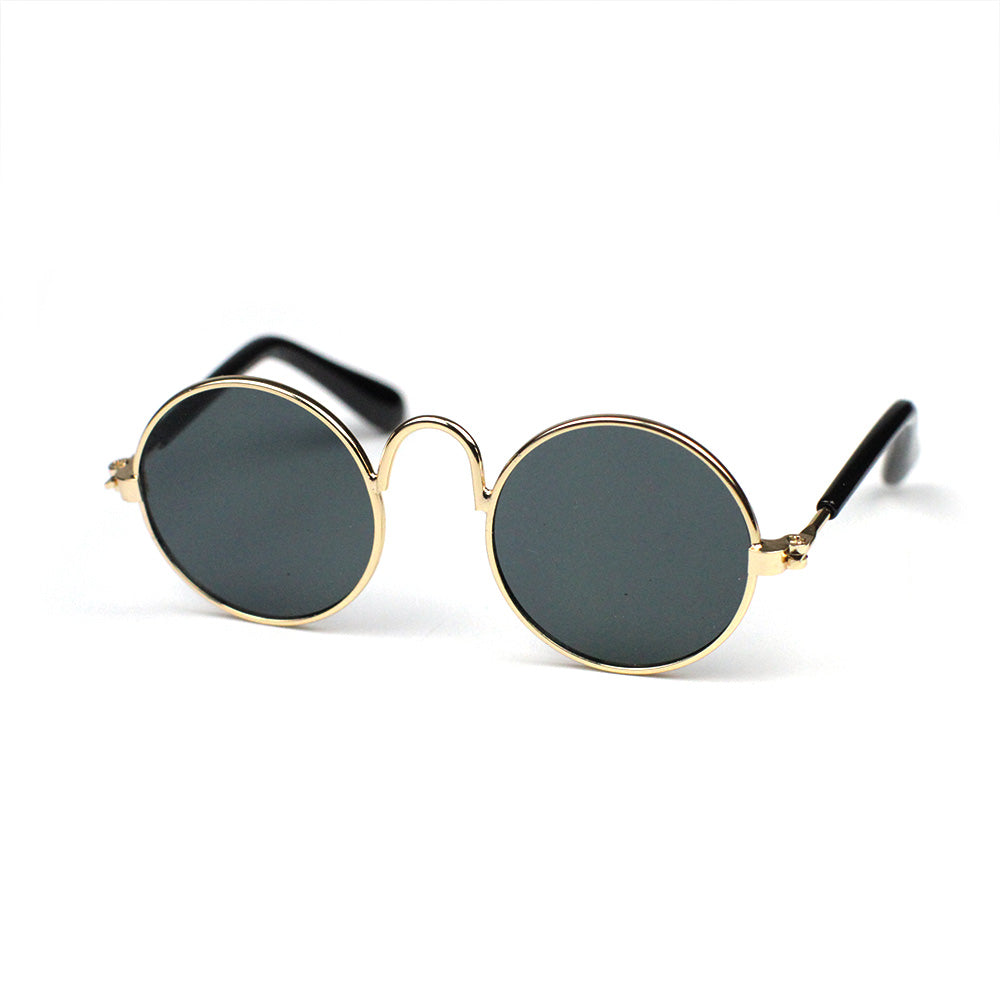 Black-gold round sunglasses