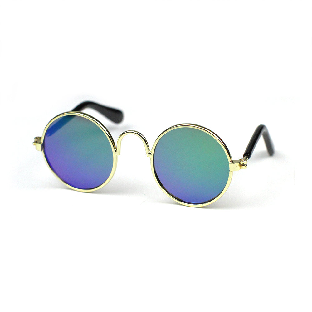 Round Sunglasses in Blue Mirror