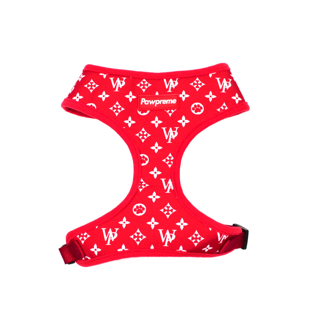 Pawpreme x PW Print Harness in Red by The Paw Wag Company