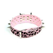 Leopard Print Spiked Collar in Pink by The Paw Wag Company