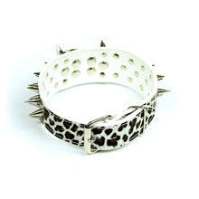 Leopard Print Spiked Collar in White by The Paw Wag Company