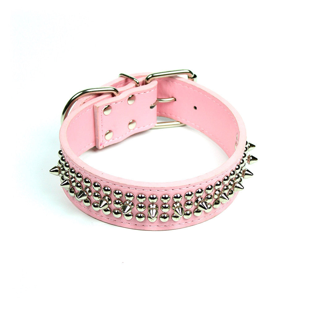 Spikes and Studds Collar in Pink by The Paw Wag Company