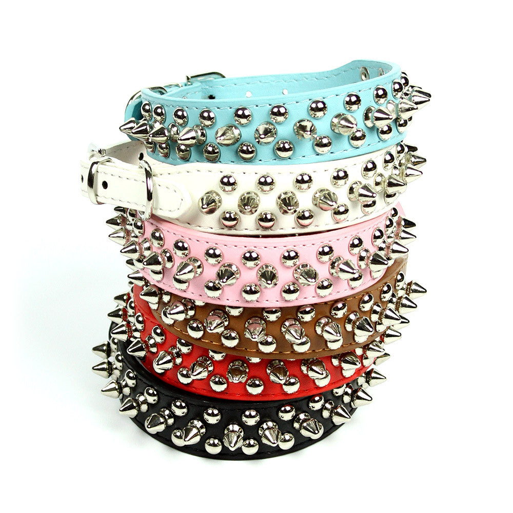 Petite Spiked and Studded Collar in Red by The Paw Wag Company 