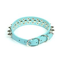 Petite Spiked and Studded Collar in Light Blue by The Paw Wag Company