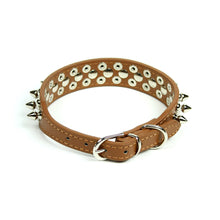 Petite Spiked and Studded Collar in Brown by The Paw Wag Company