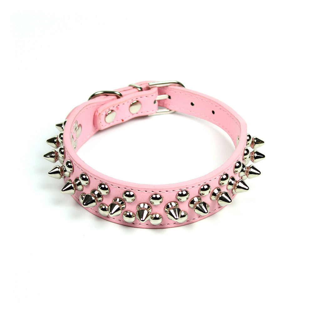 Petite Spiked and Studded Collar in Pink by The Paw Wag Company