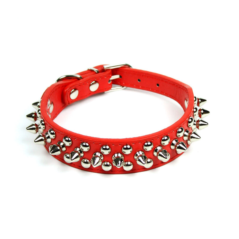 Petite Spiked and Studded Collar in Red